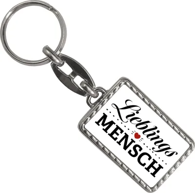 Produktbild von Lieblingsmensch Schlüsselanhänger mit Bordüre in weiß