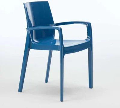 Produktbild von Cream Grand Soleil Stapelbare Polypropylen Stühle mit Armlehnen Küche Bar - Blau