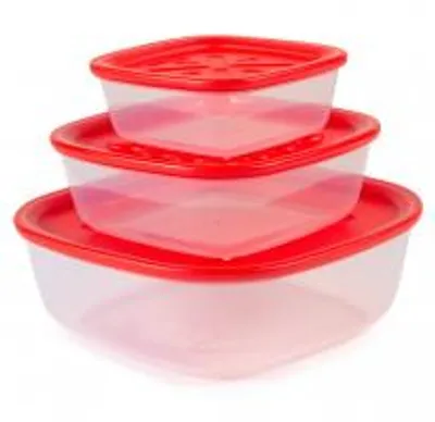 Produktbild von GUZZINI Set mit 3 Frischhaltedosen, Marke Formecasa, aus Kunststoff, rot