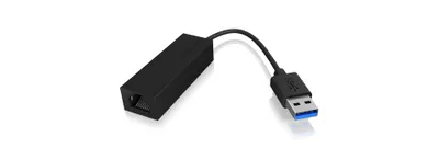 Produktbild von ICY BOX IB-AC501a, USB 3.2 Gen 1 (Type-A) zu Gigabit Ethernet Lan Adapter, schwarz, Kabelgebunden, USB, Ethernet, 1000 Mbit/s, Schwarz