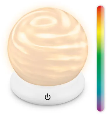 Image de Briloner Lampe de table LED sans fil Ø15x16,5 cm ronde 0,45 W 40 lm 2700 K blanc chaud RGB dimmable blanc - Lampe de chevet salon chambre