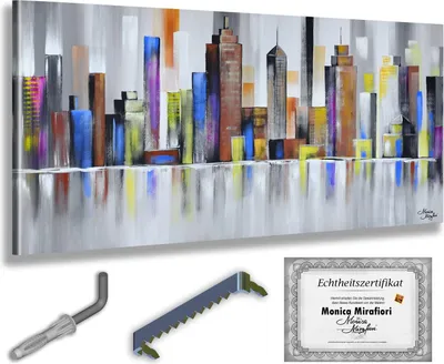 Produktbild von Monica Mirafiori I 100% HANDGEMALT I Gemälde "Stadt" I 120x60cm | Gemälde Handgemalt | Acrylgemälde | Sehr Großes Acrylbild I Moderne Kunst I Kunstbilder