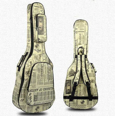 Produktbild von Gitarrentasche Hülle für Akustikgitarren, wasserdichtes 600D-Oxford-Tuch, gepolsterte Schultergurte mit doppelten Nähten, für Klassik-Gitarren 39 40 41Zoll (Zeitungs-Style)