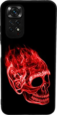 Produktbild von TPU Silikon Hülle für Xiaomi Redmi Note 11 / 11S Handy Cover Case Schutzhülle Handyhülle Bumper MOTIV 36 Schädel Rot