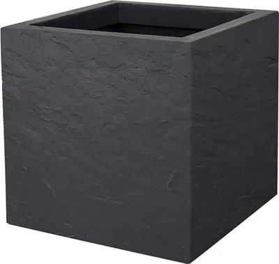 Immagine prodotto di Vaso quadrato 21 L - decoro in finta pietra - parete singola - zona di stoccaggio dell'acqua - 295 x 295 x 295 cm - grigio ghiaia, vaso da giardino - contenitore per piante