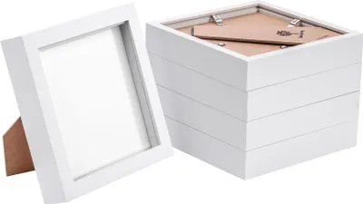 Produktbild von 5x weiß 6 "x 6" 3D Box Fotorahmen - stehendes hängendes Handwerk Schattenbildanzeige - von Nicola Spring