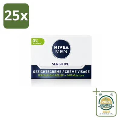 Obrázek produktu pro 25 kusů denního hydratačního krému NIVEA MEN Sensitive pro citlivou pleť, 50 ml - balení
