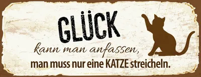 Produktbild von vianmo Blechschild 10x27 cm Glück kann man anfassen Katze