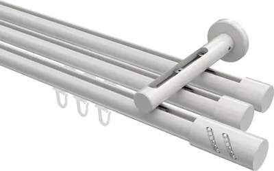Produktbild von Interdeco Innenlaufstange / Gardinenstange mit Innenlauf Weiß, Typ Siteno Zoena (Glitzerzylinder), 20 mm Ø 3-läufig, 540 cm