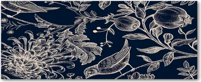 Produktbild von Tulup® Küchenrückwand Spritzschutz aus Glas -125x50 -Spritzschutz auf gehärtetes Glas Deko Blumen & Pflanzen Blumen Vögel