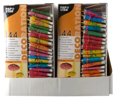 Obrázek produktu pro Papstar Deko Picker Eisschirmchen farbig sortiert Höhe 10cm 144 Stück