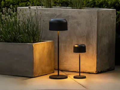 Produktbild von 2er SET Akku Tischleuchten ohne Kabel per USB aufladbar, Terrassenlampen Schwarz