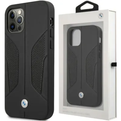 Produktbild von BMW Leder perforierte Seiten - iPhone 12 / iPhone 12 Pro Hülle (Schwarz)