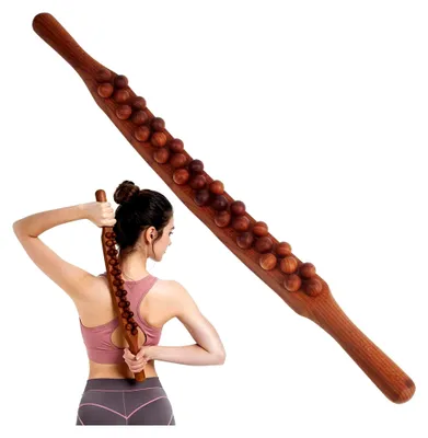 Produktbild von Gua Sha Holztherapiestab mit 31 Holzmassageperlen für Ganzkörpermassage