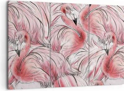 Produktbild von Bild auf Leinwand - Leinwandbild - 3 Teile - Flamingo Pink Exotik - 105x70cm - Wand Bild - Wanddeko - Wandbilder - Leinwanddruck - Bilder - Wanddekoration - Leinwand bilder - Wandbild - CE105x70-5070