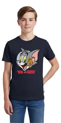 Produktbild von Spreadshirt Tom Und Jerry Verschmust Teenager Premium T-Shirt, 158/164 (12 Jahre), Navy