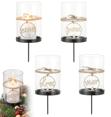 Produktbild von Adventskranz mit Glaszylinder und Adventszahlen, 1 Stück, für die Weihnachtsdekoration