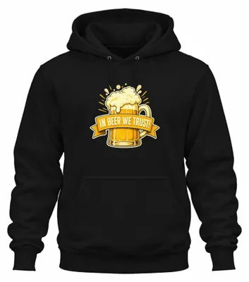 Imagen del producto de Sudadera con capucha "In Beer We Trust", diseño de jarra de cerveza, temática de fiesta, divertida, para , color negro, talla M
