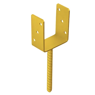 Imagen del producto de GRUNDLINE - Base de soporte, soporte para postes, anclaje para postes, galvanizado en color amarillo - Poliestireno, tipo U
