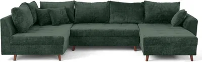 Image de Lisa Design Rune - canapé panoramique d'angle gauche 7 places en velours texturé , Vert