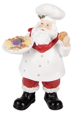 Produktbild von Clayre & Eef Weihnachtsdekorationsfigur Weihnachtsmann 11x8x18 cm Weiß Kunststoff