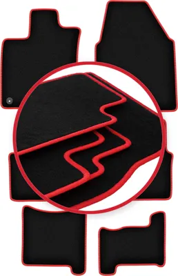 Image de Tapis de sol en moquette noir/rouge pour Nisan Qashqai +2 2008-2013 6 pièces
