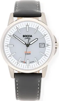 Produktbild von Boccia 3643-01 Herren-Armbanduhr, Titan-Gehäuse, Leder-Armband, Solarbetrieb