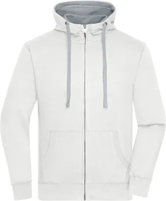 Produktbild von Sweat-Jacke mit Reißverschluss und Kapuze off-white/grey-heather, Gr. S