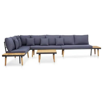 Image de vidaXL Ensemble de salon de jardin 5 pièces avec coussins en bois massif d'acacia brun