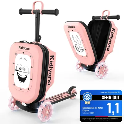 Produktbild von Kidiyana Kinderroller Pink – klappbarer Scooter mit LED-Rädern & höhenverstellbarem Lenker, leicht & stabil ab 2 Jahren