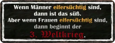 Produktbild von vianmo Blechschild 10x27 cm wenn Männer Frauen eifersüchtig Spruch Zitat