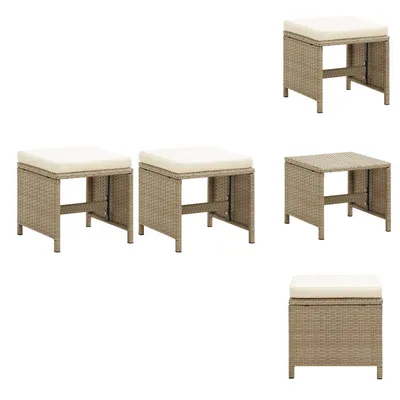 Produktbild von vidaXL Gartenhocker 2 Stk. mit Sitzkissen Poly Rattan Beige -  Gartenstühle
