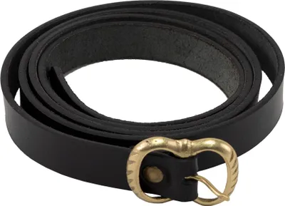 Produktbild von Mittelalterlicher Ledergürtel mit Messingschnalle, 160 cm, Schwarz