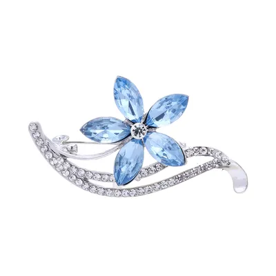 Produktbild von Brosche Silber Blau aus versilbertem Aluminium mit hochwertigen Strass Steinen