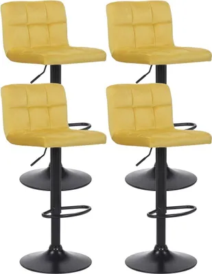 Produktbild von 4er Set Barhocker Feni Samt gelb