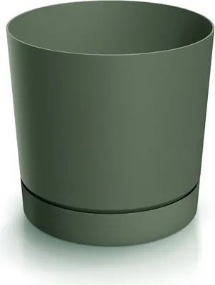 A green plant pot with a matching saucer, shown on a white background.