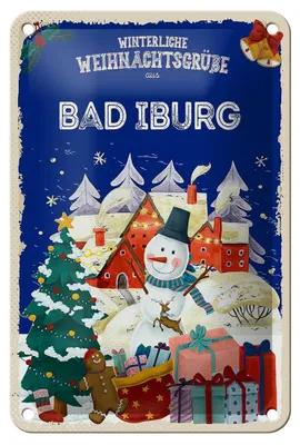 Produktbild von Blechschild Weihnachtsgrüße BAD IBURG Geschenk Dekoration  12x18cm