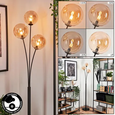 Produktbild von Lerici Stehlampe aus Metall/Glas in Schwarz/Bernstein