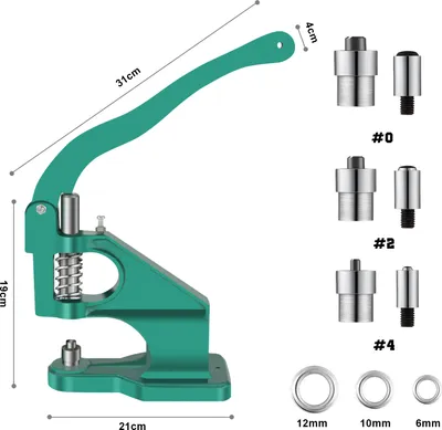 Produktbild von 1Stück Handpresse Ösenmaschine mit 3 Werkzeugen und 1500 Stück Ösen 6/10/12mm