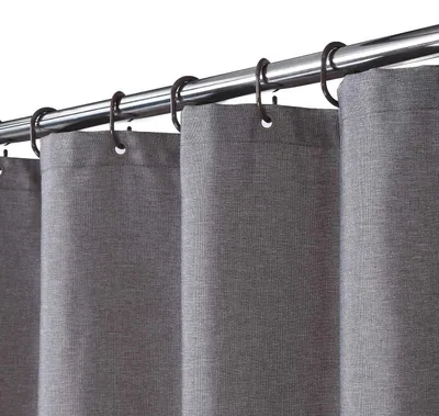 Produktbild von Duschvorhang aus Leinen, 240 g/m², schwere Qualität, mit Haken, r Hotelstoff, waschbar, grau, 120 x 180 cm