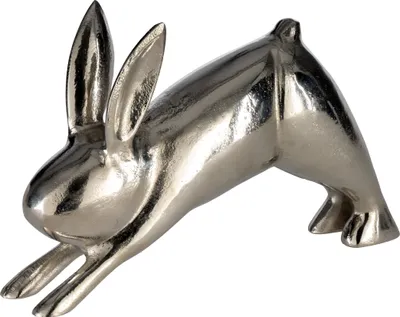 Produktbild von EGLO Living Osterdeko Hase Vohilava, Deko Figur Ostern Frühling, Frühlingsdeko Osterhase, Tischdeko Osterfigur aus Aluminium in Silber, 28 x 18 cm