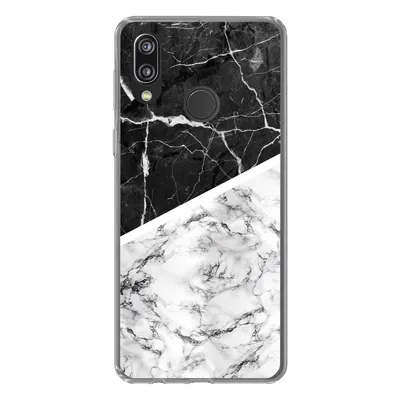 Produktbild von MuchoWow® Handyhülle Schutzhülle Hülle für Huawei P20 Lite (2020) Marmor - Schwarz - Weiß Silikon Softcase Handy Hülle - Kartenhalter