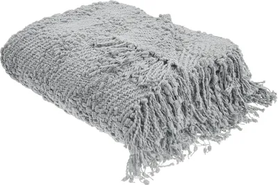 Produktbild von BELIANI Decke Grau aus Baumwolle Acryl 150 x 200 cm mit Quasten Fransen Tagesdecke Kuscheldecke Wohndecke Wohnaccessoires Wohnzimmer Schlafzimmer