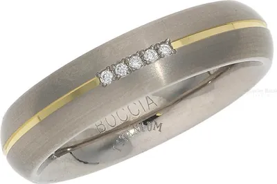 Produktbild von Boccia Ring 0130-0452 Titan, mit Brillanten, Gold plattiert, Größe 52