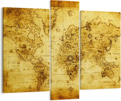 Produktbild von Bild auf Leinwand - Leinwandbild - Karte Welt Kontinente - 95x80cm - Wand Bild - Wanddeko - Leinwanddruck - Bilder - Kunstdruck - Wanddekoration - Leinwand bilder - Wandkunst - CB95x80-0127
