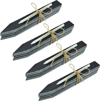 Produktbild von 24er Set Pflanzschilder Schiefer Wetterfest Pflanzetiketten Kräuterschilder Pflanzenstecker Beetstecker Zum Beschriften