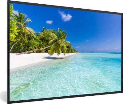 Produktbild von MuchoWow® MuchoWow® Gerahmtes Poster Meer - Tropen - Palmen 60x40 cm - Poster mit zchwarzem Bilderrahmen - Printing - Wanddeko Schlafzimmer
