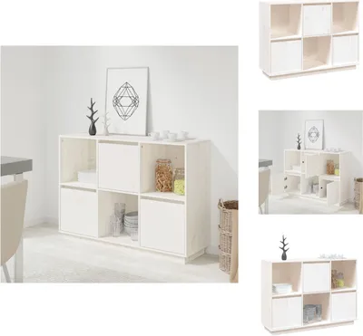 Produktbild von vidaXL Sideboard Weiß 110,5x35x80 cm Massivholz Kiefer - Sideboards