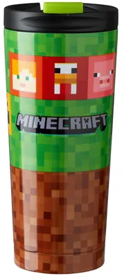 Minecraft Isolierflasche 425 ml, Edelstahl, Thermo-Reisebecher
