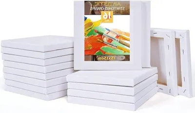 Image de Lot de 16 toiles de 15 x 15 cm pour peintures à l'acrylique et à l'huile (grand format)